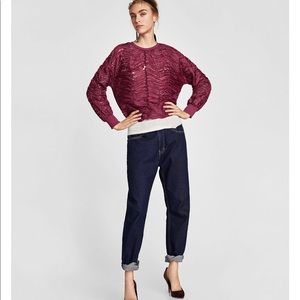Plum Sweatshirt with Buckled Tab, NWT